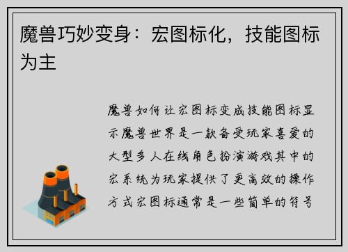 魔兽巧妙变身：宏图标化，技能图标为主